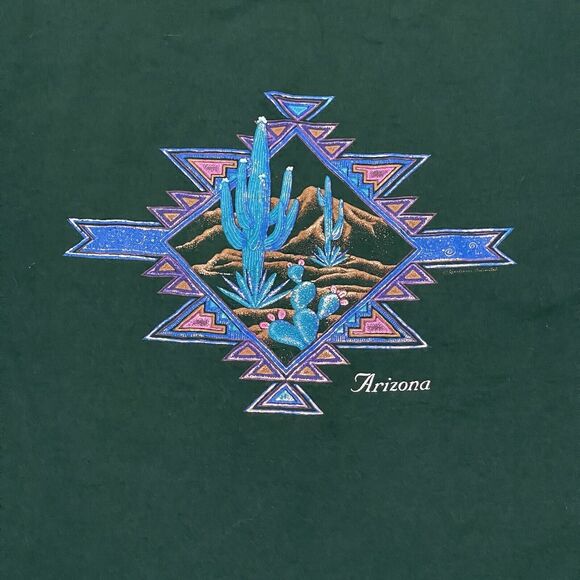 VTG Arizona T Shirt Mens XXL Green Southwestern Desert Cactus Landscape Design - Picture 2 of 6